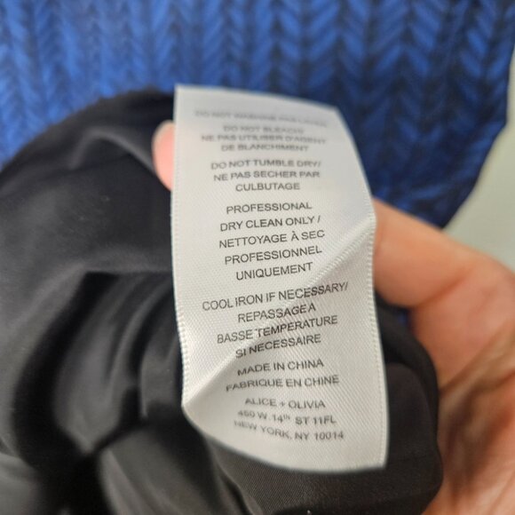 Alice + Olivia Liv Herringbone Jacquard Drop-Waist Dress Blue Black Size 8 Party - Picture 12 of 12